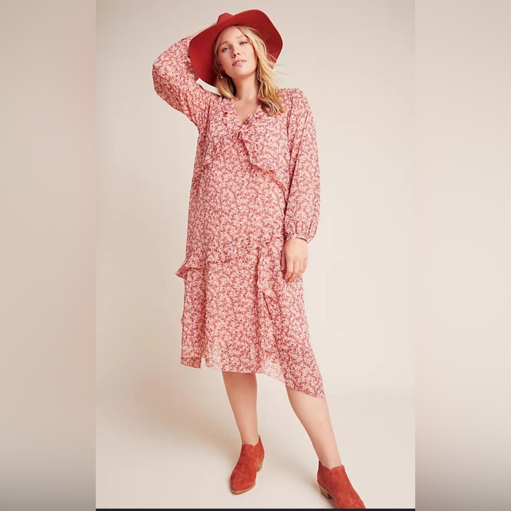 Anthropologie Maeve Sirena Ruffled Tunic Dress